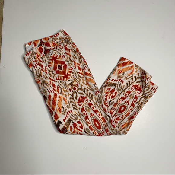 Chico’s size 8 Orange, Brown, White Capris Size 1 - Picture 2 of 5